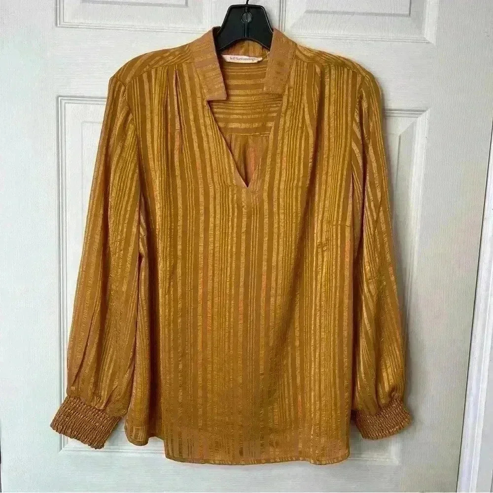 Soft Surroundings 100% Polyester Womens Ruffled Blouse Sz PL